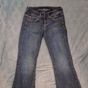 American Eagle Outfitters Dark Indigo Bootcut Jeans 0 Short